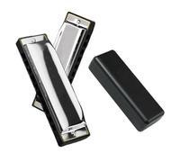 Harmonica Diatonique 10 Trous En Do Avec Étui En Bronze Phosphoreux Kit Pour Débutant Harmonica Débutant Instrument Professionnel(Silver)