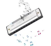 Harmonica Diatonique 10 Trous Harmonica Blues Harp, Harmonica Diatonique En Do, Avec Étui, Harmonica Diatonique Enfants, Pour Débutants Et Professionnels (Argent)