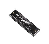 Harmonica diatonique à 10 trous en métal avec étui pour enfants et débutants, mini orgue de 10,4 cm avec anches en bronze, idéal pour les étudiants (noir)