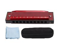 Harmonica Diatonique C, Instrument de Musique 10 Trous, Métal - Précision Professionnelle, Développement de l’Intérêt Musical, Pour Débutants et Tous Styles (Rouge)