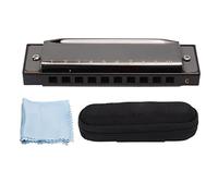 Harmonica Diatonique C, Instrument Musical 10 Trous Métal, Débutants et Joueurs Ambitieux - Précision et Polyvalence, Styles Blues et Jazz (Noire)