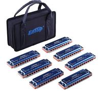 Harmonica diatonique East Top 10 trous 20 tons avec étui bleu, harmonica standard Pour les joueurs professionnels, débutants, étudiants, adultes, enfants, enfants, comme meilleur cadeau (T008K-BL-7)