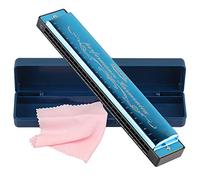 Harmonica Harpe Harmoc Armonica Clé de Do Polyphonie 24 Trous Orgue Bouche Diatonique avec Étui pour Blues Folk Jazz Pop pour Adulte, Enfant, Enfant, Étudiant, Cadeau Débutant Bleu