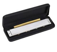 Harmonica Musical Harmonica Chromatique 28 Trous En Clé De Do Instrument À Vent Professionnel Avec Trémolo(Silver)