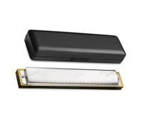 Harmonica Polyphonique D'enseignement 24 Trous En Clé De Do Noir Or Bleu Rouge Et Argent Harmonica Débutant Instrument Professionnel(24 C silver)