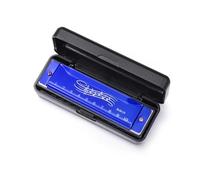 Harmonica Professionnel 10 Trous 20 Notes Couleur Clé C Avec Boîte Pour La Pratique Du Jeu Des Adultes Harmonica Débutant Instrument Professionnel(Blue)