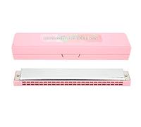 Harmonica professionnel Harmonica Diatonic Harp C Key Key en acier inoxydable Plaque de couverture 24-Hol (Rose)