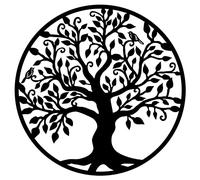 Harmonie Design Décoration murale en métal Cadre Arbre de Vie Deco murale noir industrielle Tableau grand modern original pour salon (30 x 30 cm)