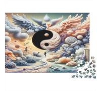 Harmonie Yin Yang Puzzle 1000 Pièces Papier recyclé pour Adultes Puzzle pour Adultes Impossible Difficile Stimulant Excellente idée Cadeau pour Enfants à partir de 12 Ans 38x26cm/1000pcs