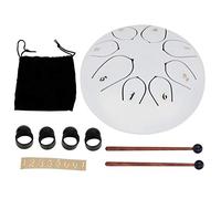 Harmonious Tambour à langue en acier blanc à 8 tons - Instrument de percussion fabriqué à la main avec accessoires pour la méditation, le yoga et les paysages sonores thérapeutiques, parfait pour les
