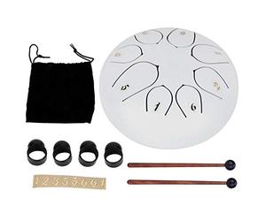 Harmonious Tambour à langue en acier blanc à 8 tons - Instrument de percussion fabriqué à la main avec accessoires pour la méditation, le yoga et les paysages sonores thérapeutiques, parfait pour les