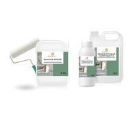 Harmony Béton - Kit Bouche-Pores + Vernis Optimum 25 m² - Polyuréthane Bi-Composant Aqueux + Primaire Mono-Composant, Finition MATE, Protection Élevée - beton harmony