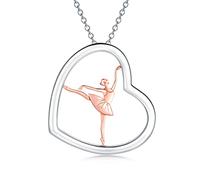 HARMONY BOLA Ballerine Collier 925 Sterling Silver Coeur Collier Ballerine Danseuse Danse Pendentif Collier Danse Bijoux Cadeaux pour Femmes Adolescentes
