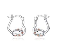 HARMONY BOLA Boucles d'oreilles en argent sterling 925 hypoallergénique en forme de loup/panda/tigre rouge/canard/renard - Bijoux d'animaux - Cadeaux d'anniversaire pour femmes et filles, Argent