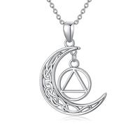 HARMONY BOLA Cadeau de sobriété Collier en argent sterling 925 avec alcooliques anonymes AA Symbole de récupération sobriété Cadeaux pour alcooliques anonymes pour femmes et hommes, Argent sterling