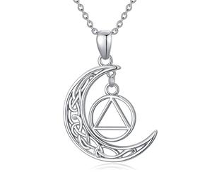 HARMONY BOLA Cadeau de sobriété Collier en argent sterling 925 avec alcooliques anonymes AA Symbole de récupération sobriété Cadeaux pour alcooliques anonymes pour femmes et hommes, Argent sterling