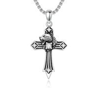 HARMONY BOLA Collier animal libellule en argent sterling 925 avec pendentif en forme de croix d'ormeau, bijou religieux, cadeau pour femme et mère