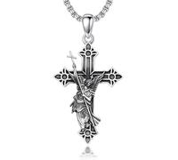 HARMONY BOLA Collier avec pendentif croix de Saint Michael en argent sterling 925 - Cadeau d'anniversaire et de Noël pour homme