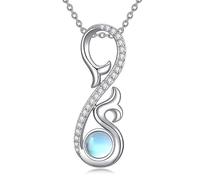 HARMONY BOLA Collier chakra en argent sterling 925 avec pendentif croix/flèche/trèfle/arbre de vie, bijoux délicats, cadeaux d'anniversaire pour femme, Argent sterling, Pierre de lune