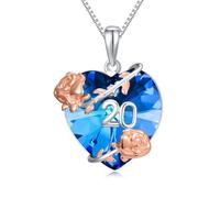 HARMONY BOLA Collier d'anniversaire en argent sterling 925 avec pendentif en forme de cœur rose pour femme