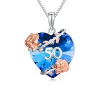 HARMONY BOLA Collier d'anniversaire en argent sterling 925 avec pendentif en forme de cœur rose pour femme