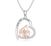 HARMONY BOLA Collier en argent sterling 925 avec pendentif ballerine/violon/piano - Cadeau d'anniversaire pour femme et fille, Argent sterling