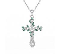 HARMONY BOLA Collier en forme de croix en argent sterling 925 avec pierre de lune/turquoise - Pendentif religieux - Cadeau pour femme, Argent sterling, Pas de pierre précieuse