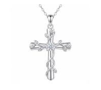 HARMONY BOLA Collier en forme de croix en argent sterling 925 avec pierre de lune/turquoise - Pendentif religieux - Cadeau pour femme, Argent sterling, Pas de pierre précieuse