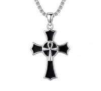 HARMONY BOLA Collier en forme de croix en argent sterling 925 avec pierre de lune/turquoise - Pendentif religieux - Cadeau pour femme, Argent sterling, Pas de pierre précieuse