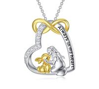 HARMONY BOLA Collier lapin en argent sterling lapin et fille pendentif colliers coeur lapin avec fille bijoux pour femme
