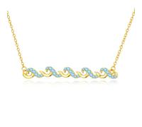 HARMONY BOLA Collier vague en argent sterling 925 avec zircon plaqué or - Cadeau d'anniversaire et de Noël pour femme