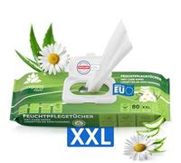 Harmony Care Lot de 80 lingettes humides pour adultes de soins quotidiens XXL extra épais avec des extraits doux pour la peau pour les soins intimes sans alcool et parabens