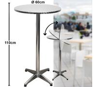 Harms Bistro Table Debout Ronde Hauteur Réglable ALU Silber 60 cm