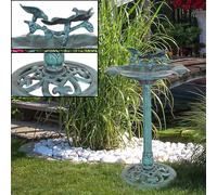 Bain d'oiseau sur pied vert Jardin d'abreuvoir pour oiseaux Jardin de bain d'oiseau, figure d'oiseau ornée, 2,4 kg, DxH 50x82 cm