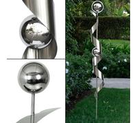 Harms Jardin Plaque Acier Inoxydable 13 x 13 x 140 Spirale Design Boule Argent