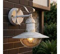 Applique murale LED d'extérieur, lampe de balcon, style vintage, blanc, acier, IP44, H 25,6 cm