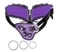 Harnais à sangles Ajustable Jouet sexuel pour adulte avec 3 anneaux en O de tailles différentes Harnais compatible avec le gode à ventouse, s'adaptant à une taille de 150cm