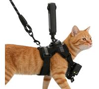 Harnais anti-fuite pour chat - avec support de caméra réglable, harnais pour chat moyen pour caméra d'action, pour la marche en plein air, le camping, les aventures, l'entraînement, la photographie