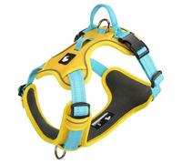 Harnais Anti-Traction pour Akita, avec poignée, Harnais Gilet réfléchissant Ajustable, Tissu Mesh Respirant et Doux, Boucles d'attache à l'avant et à l'arrière. Yellow XL