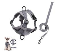 Harnais anti-traction pour chien - Avec design Step-in - Respirant et rembourré - Laissez votre chien faire une promenade confortable - Gris