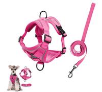 Harnais anti-traction pour chien - Avec design Step-in - Respirant et rembourré - Laissez votre chien faire une promenade confortable (rose)