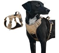 Harnais anti-traction pour chien avec porte-étiquette de suivi, gilet anti-évasion réglable pour chien de taille moyenne, harnais réfléchissant anti-étranglement avec poignée pour un contrôle facile