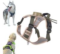 Harnais Anti-Traction refléchissant, Reflektierenden Anti-zug-geschirrs, Verstellbarer träger, avec poignée contrôl et Attache Devant, Ideal für spaziergänge und ausflüge (Khaki-2,S(36-46))
