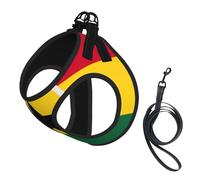 Harnais avec laisse pour petit chien imprimé drapeau du Ghana - Pas de fuite - Facile à promener - Pour dressage et promenade