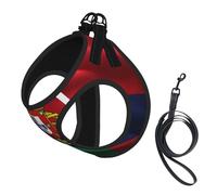 Harnais avec laisse pour petit chien imprimé drapeau portugais, harnais facile à promener pour le dressage et la marche