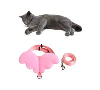 Harnais Chat Ailes D’Ange Rose, Réglable, Polyester Taille S | Laisse de Traction Assortie, Facile à Mettre Retirer, Contrôle Simple, pour Petit Félin