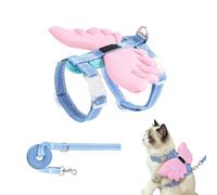 Harnais Chat Laisse Ensemble, Gilet Angel Wing Petit Animal, Attache Métallique Réglable Évasion, pour Promenade Excursion Quotidienne Chaton