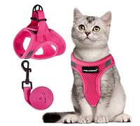 Harnais Chat Reglable, Harnais pour Chat de Laisse Anti évasion Harnais Léger pour Chaton, Harnais et Laisses pour Chat Respirante Facile à Contrôler avec Bandes Réfléchissantes (M (Lot de 1), Rose)