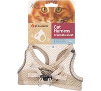 Harnais Chat Step&Go Berta Beige Taille S (24-29 cm / 31-35 cm) - Confort Respirant & Réglable - Idéal pour Promenade Sécurisée - Flamingo