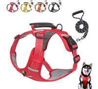 Harnais Chien Anti Traction, Harnais pour Chiens pour Chien Moyen et Grand, Réfléchissant Réglable et Respirant, avec Poignée Contrôlable,Harnais De Chien Anti-Traction Réglable Respirant (C, XL)